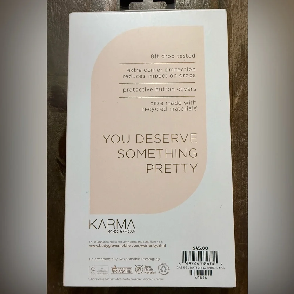 Ⓜ️iPhone 15 Plus Karma by Body Glove Butterfly Case MagSafe Clear Floral NIB